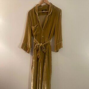 REFORMATION Jumpsuit Gold Velvet Size 6